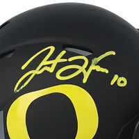 Justin Herbert Oregon Ducks Autographed Riddell Matte Black Speed Mini Helmet 