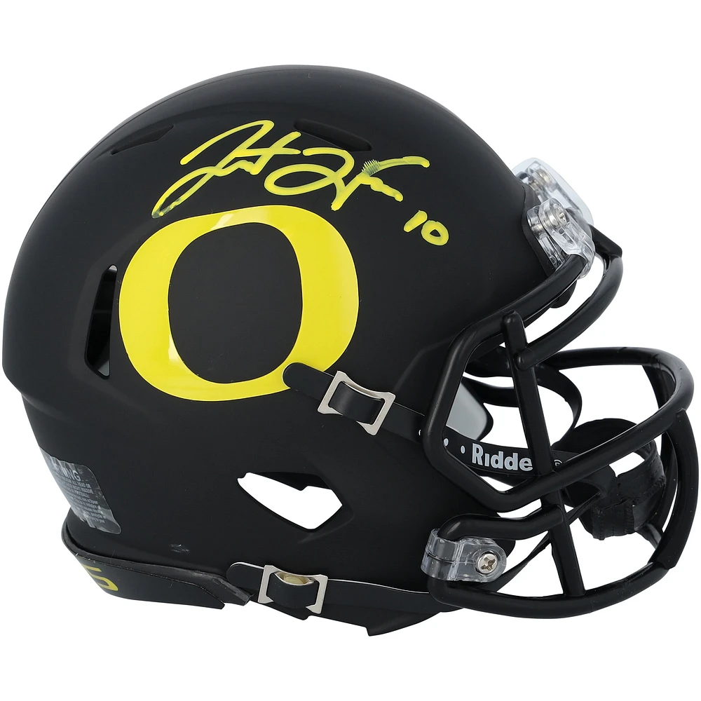 Justin Herbert Oregon Ducks Autographed Riddell Matte Black Speed Mini Helmet