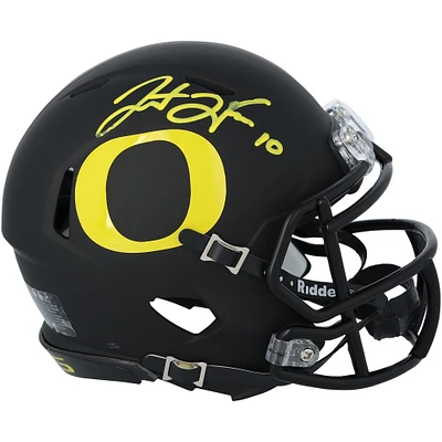 Justin Herbert Oregon Ducks Autographed Riddell Matte Black Speed Mini Helmet 