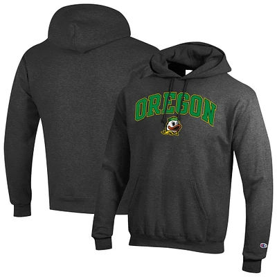 Men's Champion  Charcoal Oregon Ducks Arched Logo Fleece Pullover Hoodie