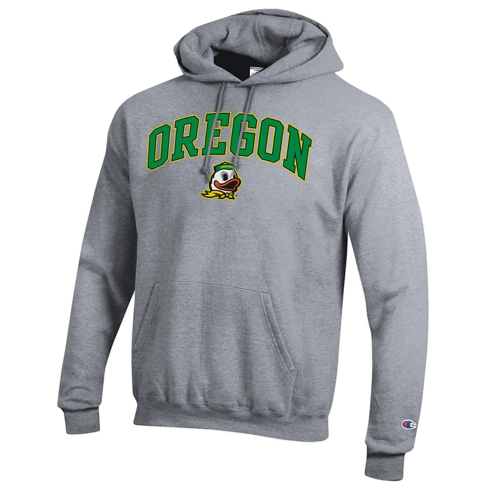 Sweat à capuche en polaire avec logo arqué Champion Heather Grey pour homme des Oregon Ducks