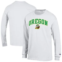T-shirt à manches longues avec logo Arch Over Champion White des Oregon Ducks pour homme