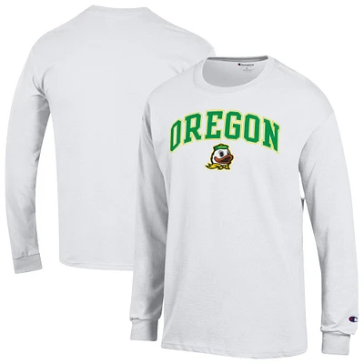 T-shirt à manches longues avec logo Arch Over Champion White des Oregon Ducks pour homme