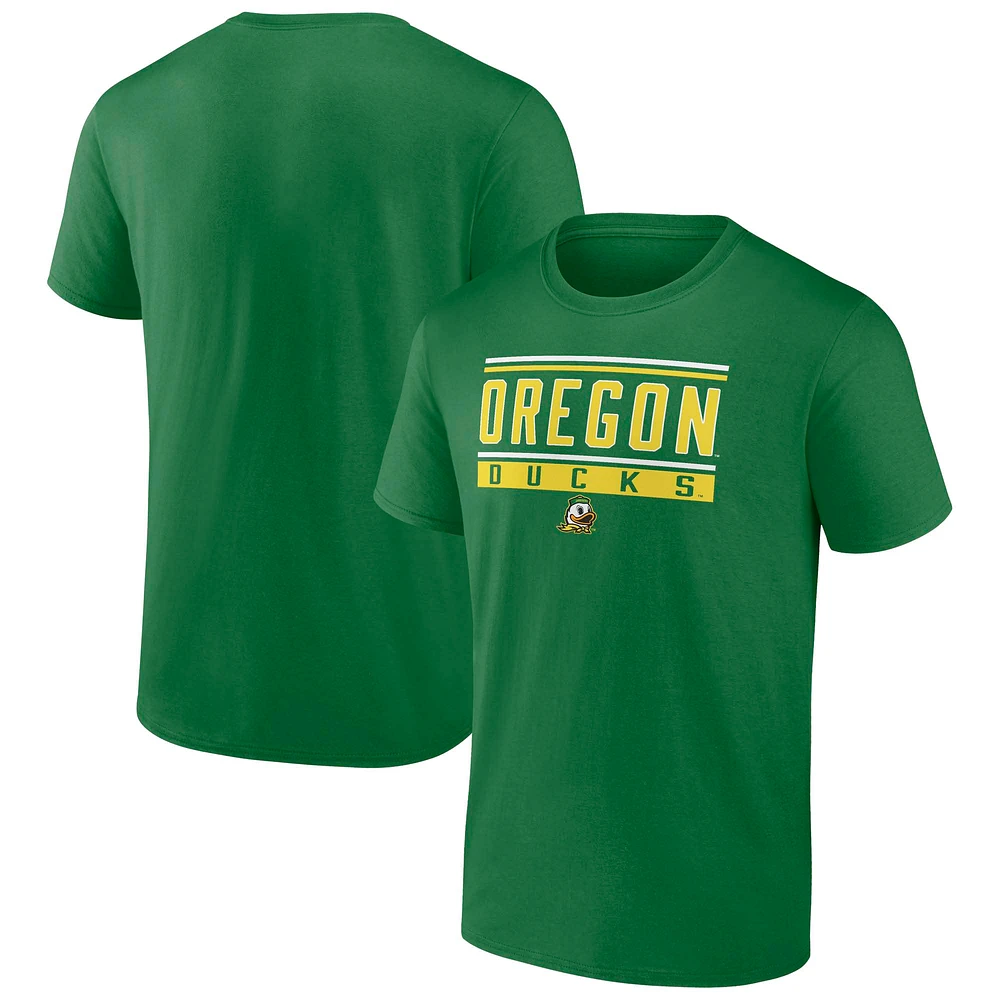 Men's Fanatics Green Oregon Ducks Fundamentals Stripe and Block T-Shirt