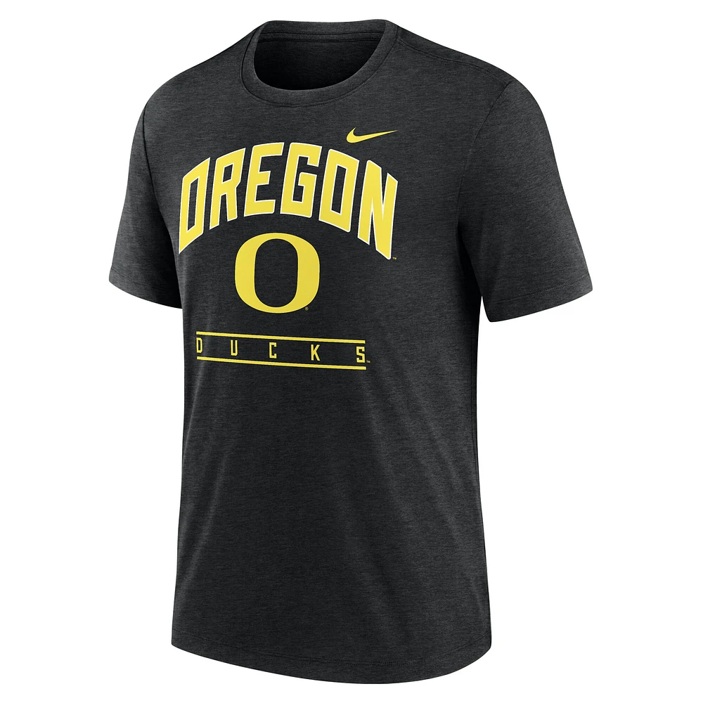 T-shirt tendance Nike Heather Black Oregon Ducks Tri-Blend pour homme