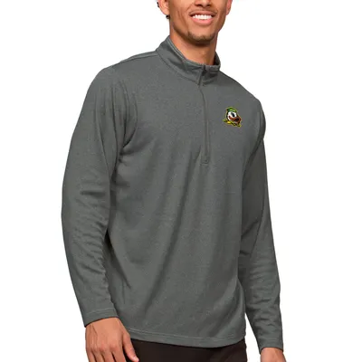 Men's Cutter & Buck Charcoal Oregon Ducks Big Tall Traverse Camo Print Stretch Quarter-Zip Pullover Top