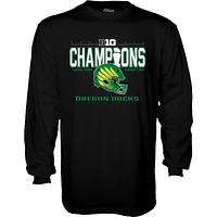 T-shirt à manches longues bleu 84 noir pour homme Oregon Ducks 2024 Big Ten Football Conference Champions Locker Room