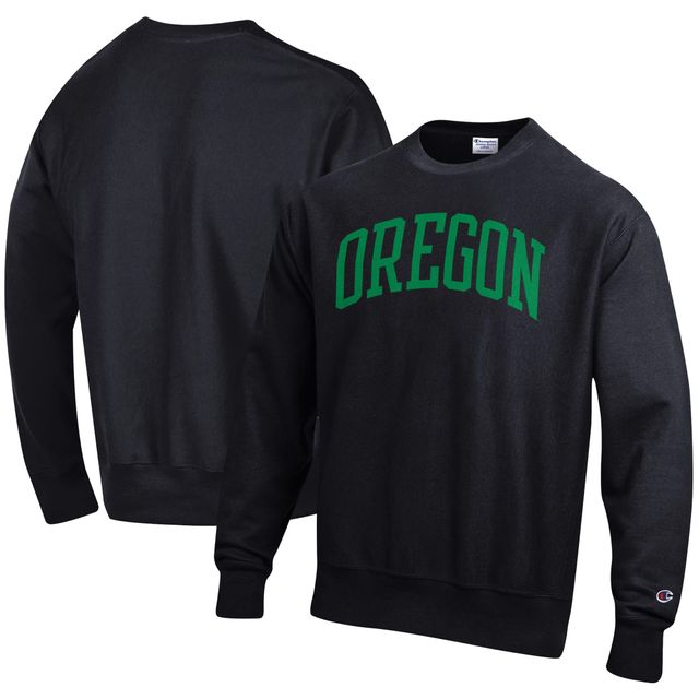 Sweat à capuche noir Champion Oregon Ducks Arch Reverse Weave pour homme