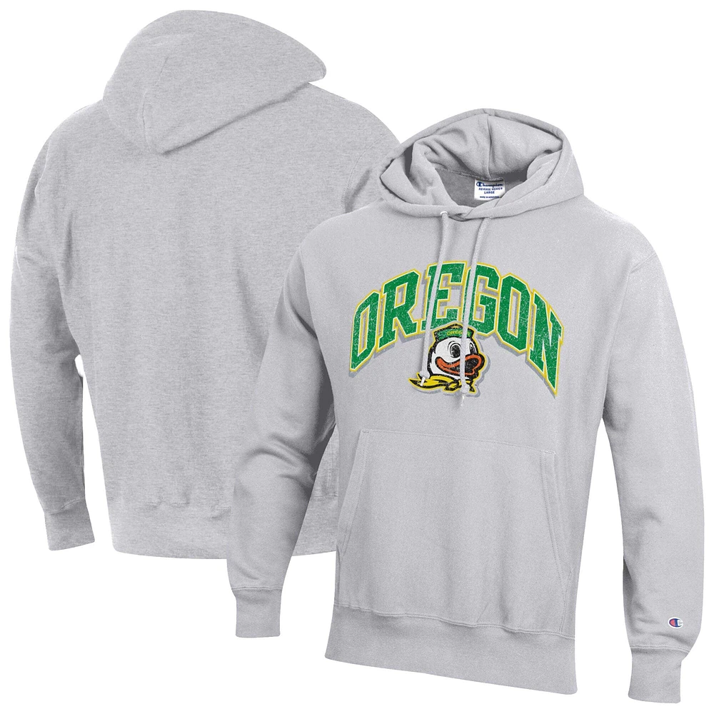 Sweat à capuche Champion Gray Oregon Ducks Late Night Reverse Weave pour homme