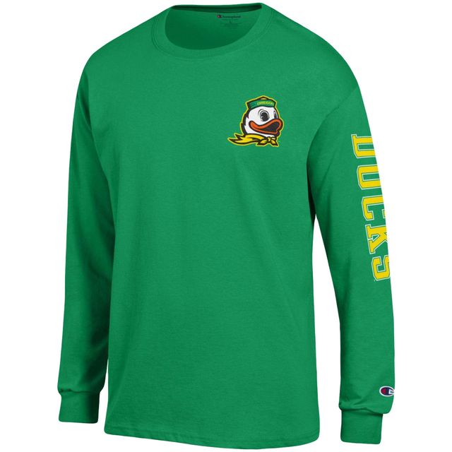 T-shirt à manches longues Champion Green Oregon Ducks Team Stack pour homme