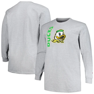 Champion Heather Grey Oregon Ducks Big & Tall Mascot T-shirt à manches longues