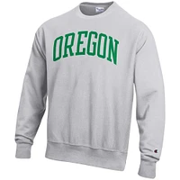Men's Champion Heathered Gray Oregon Ducks Arch Reverse Weave Pullover Sweatshirt