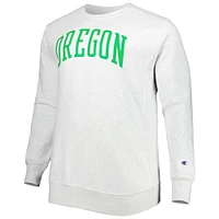 Men's Champion Heathered Gray Oregon Ducks Big & Tall Reverse Weave Fleece Crewneck Pullover Sweatshirt