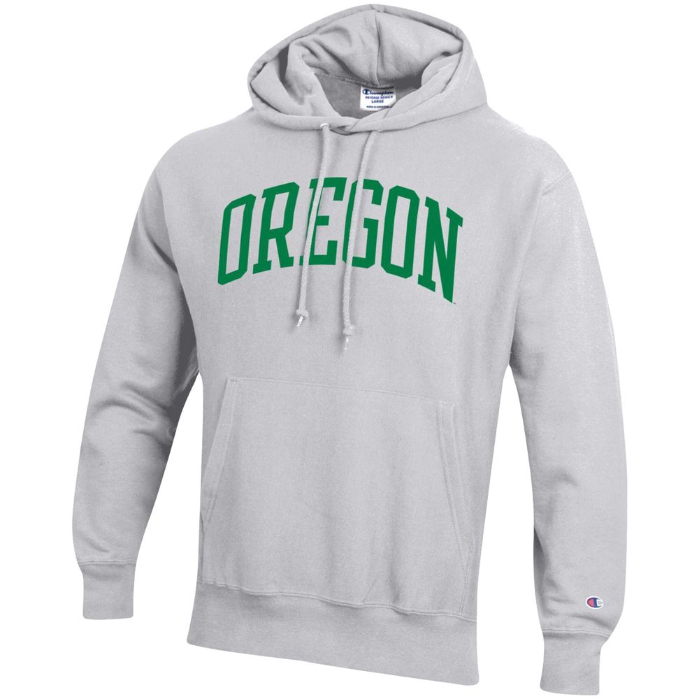 Men's Champion Heathered Gray Oregon Ducks Team Arch Reverse Weave Pullover Hoodie