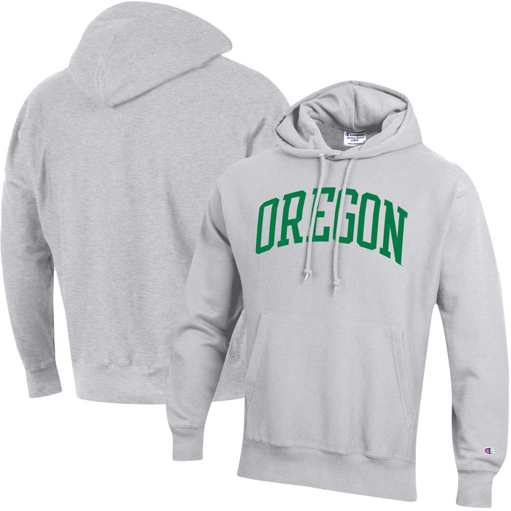 Men's Champion Heathered Gray Oregon Ducks Team Arch Reverse Weave Pullover Hoodie