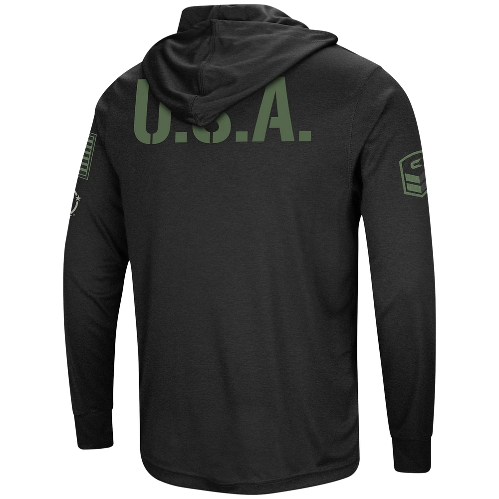 Men's Colosseum Black Oregon Ducks Big & Tall OHT Military Appreciation Tango Long Sleeve Hoodie T-Shirt