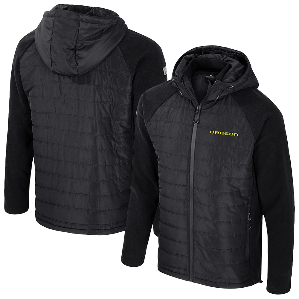 Men's Colosseum  Black Oregon Ducks Block The Sun Full-Zip Hooded Jacket