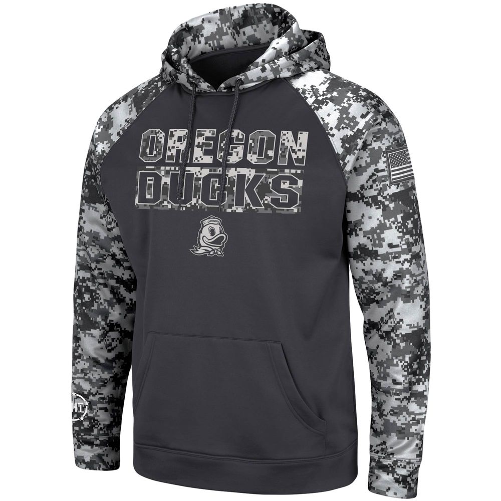Men's Colosseum Charcoal Oregon Ducks OHT Military Appreciation Digital Camo Pullover Hoodie