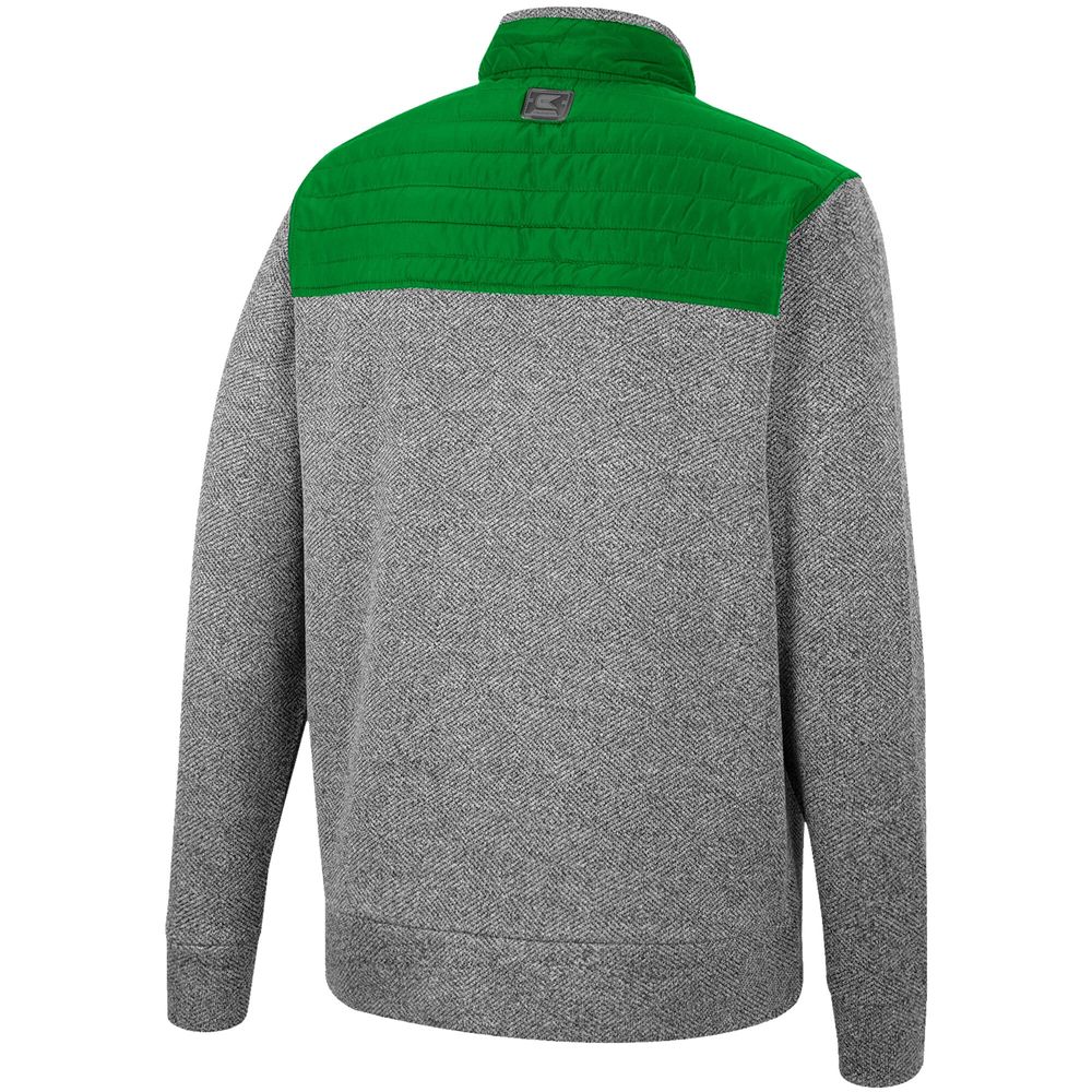 Men's Colosseum Gray/Kelly Green Oregon Ducks Putter Herringbone Full-Zip Jacket