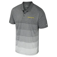 Men's Colosseum Gray Oregon Ducks Striped Mesh Polo