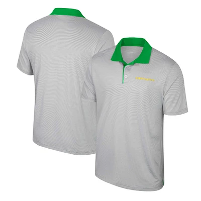 Men's Colosseum Gray Oregon Ducks Tuck Striped Polo