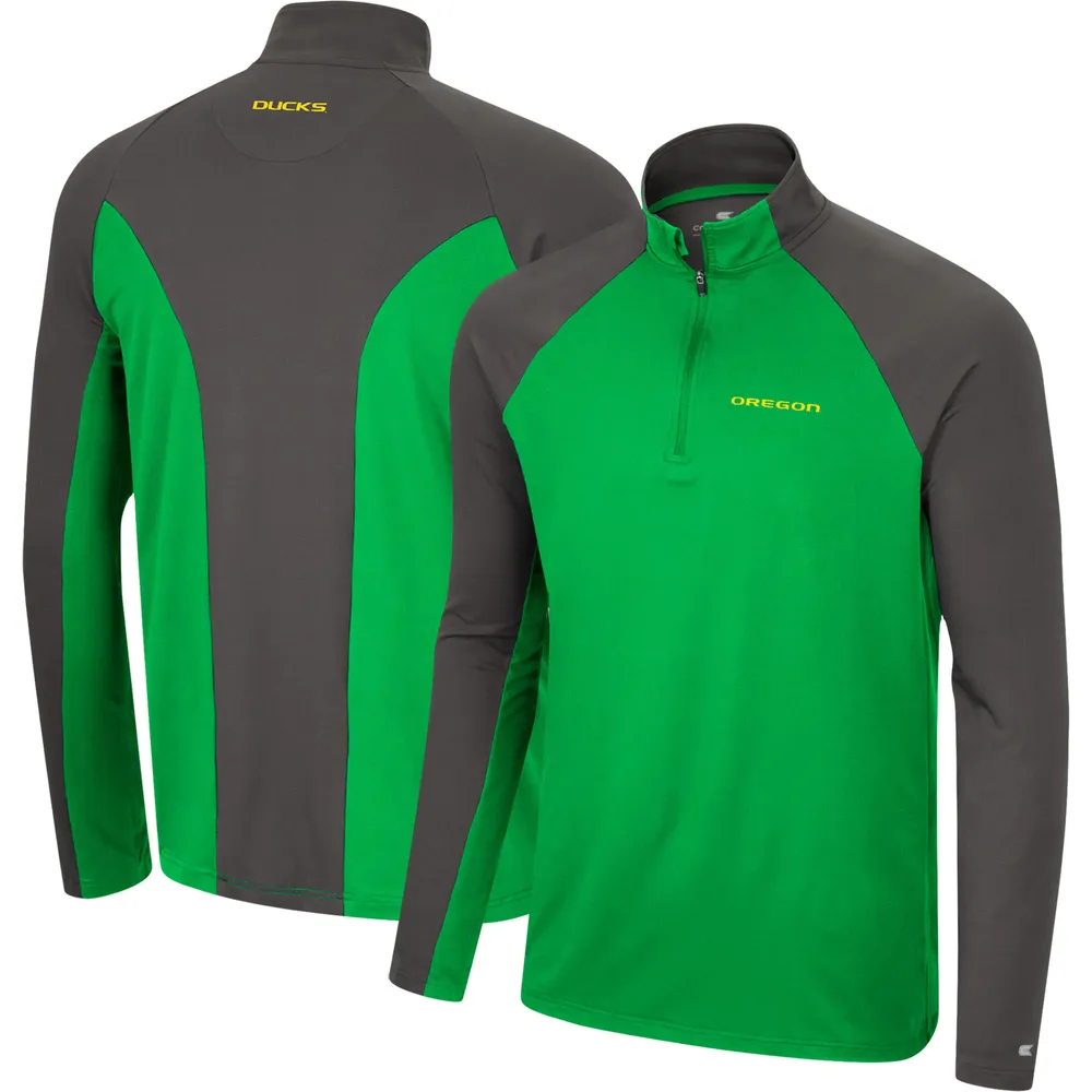 Oregon Ducks Colosseum Green/Charcoal Coupe-vent Raglan à quart de zip pour homme