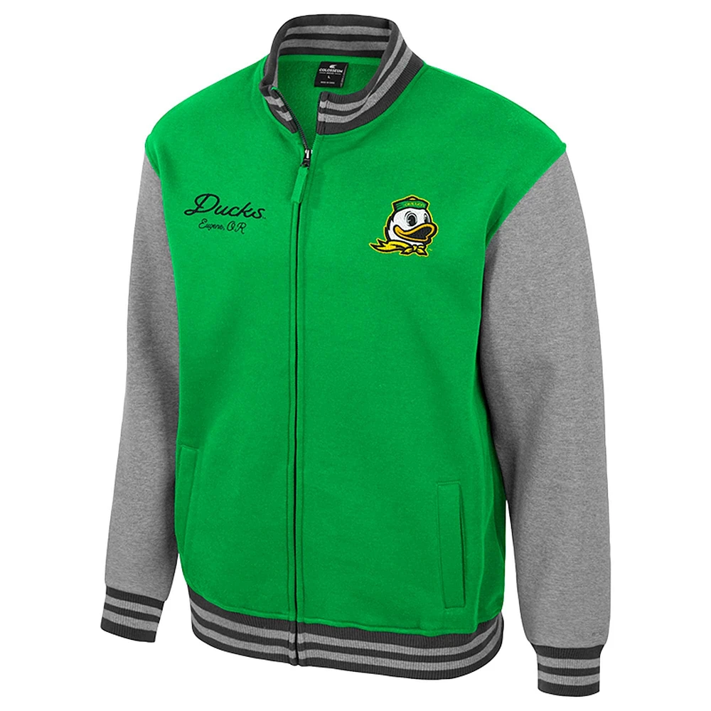 Men's Colosseum  Green Oregon Ducks Ambi-Turner Full-Zip Varsity Jacket