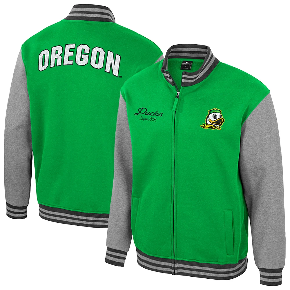 Men's Colosseum  Green Oregon Ducks Ambi-Turner Full-Zip Varsity Jacket