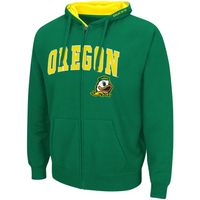 Men's Colosseum Green Oregon Ducks Arch & Logo 3.0 Full-Zip Hoodie