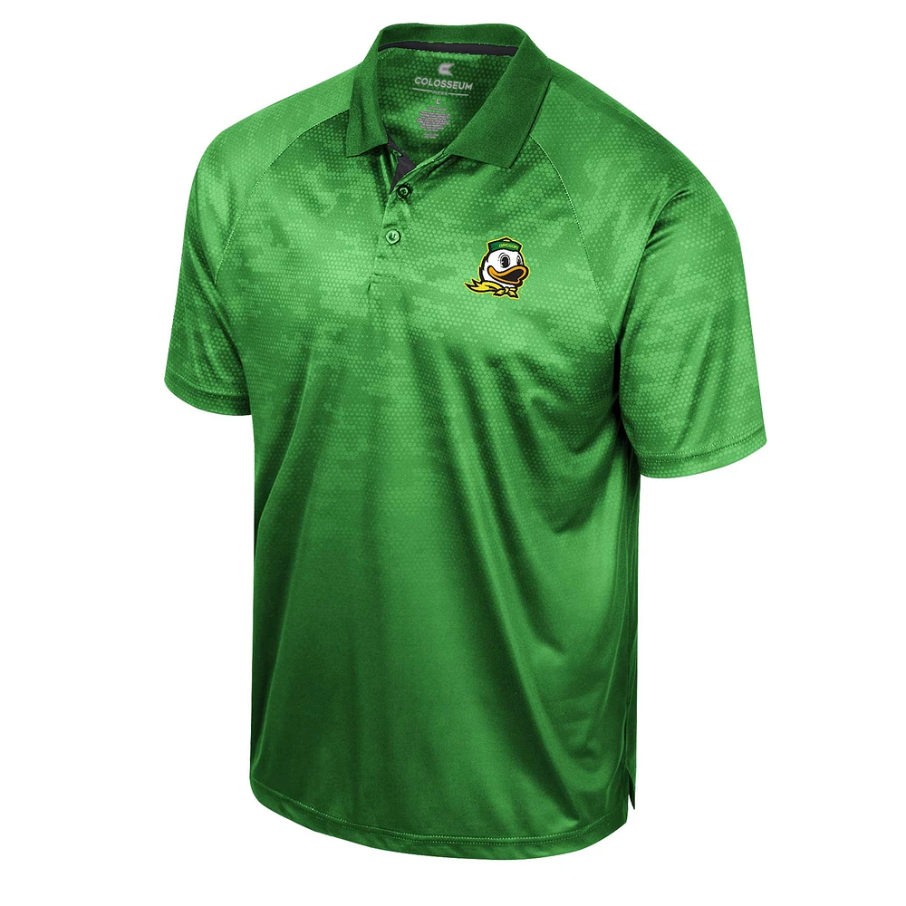 Men's Colosseum Green Oregon Ducks Honeycomb Raglan Polo