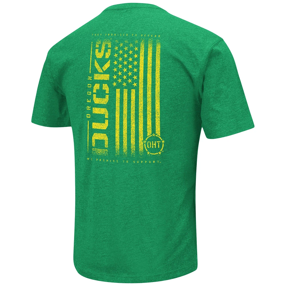 Men's Colosseum Green Oregon Ducks OHT Military Appreciation Flag 2.0 T-Shirt