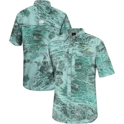 Men's Colosseum  Green Oregon Ducks Realtree Aspect Charter Full-Button Fishing Shirt