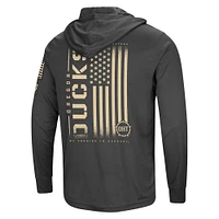 Men's Colosseum Heather Black Oregon Ducks Team OHT Military Appreciation Long Sleeve Hoodie T-Shirt