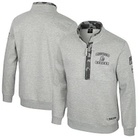 Veste polaire à fermeture éclair quart de tour Colosseum Heather Grey pour homme des Oregon Ducks OORAH OHT Military Appreciation