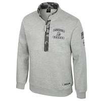 Veste polaire à fermeture éclair quart de tour Colosseum Heather Grey pour homme des Oregon Ducks OORAH OHT Military Appreciation