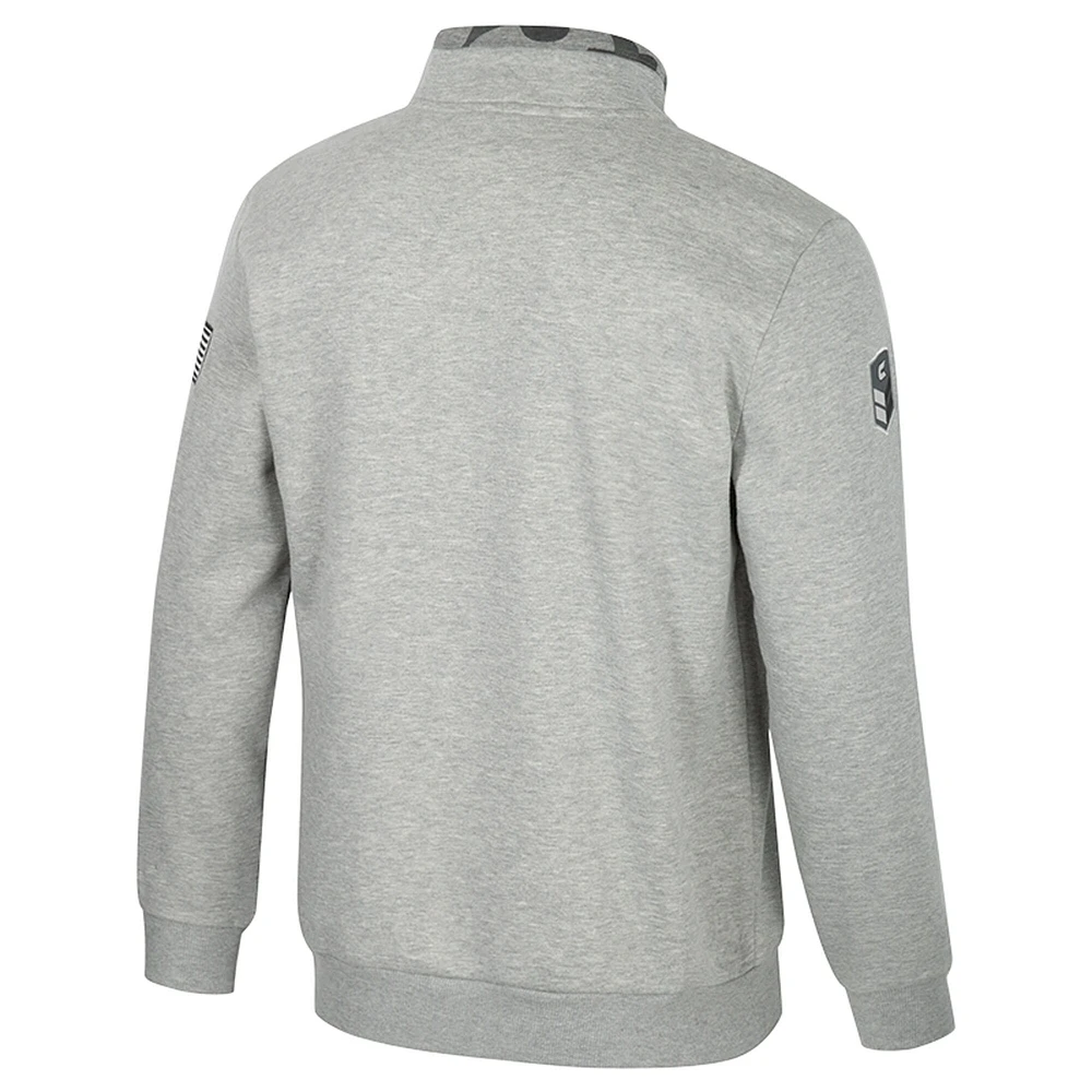 Veste polaire à fermeture éclair quart de tour Colosseum Heather Grey pour homme des Oregon Ducks OORAH OHT Military Appreciation