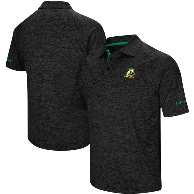 Colosseum Heathered Black Oregon Ducks Polo à manches raglan avec logo alternatif en duvet pour hommes