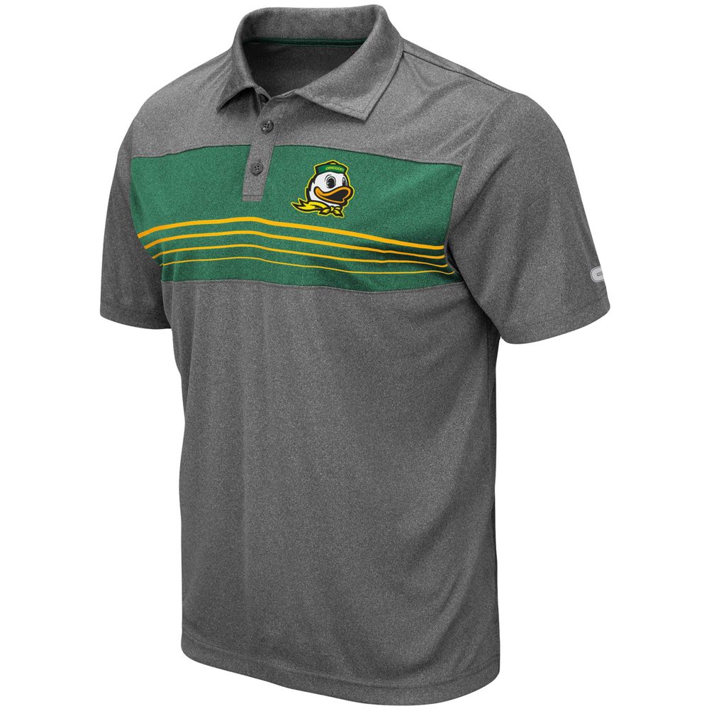 Men's Colosseum Heathered Charcoal Oregon Ducks Wordmark Smithers Polo