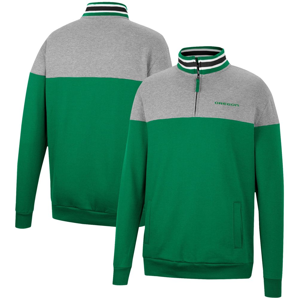 Men's Colosseum Heathered Gray/Green Oregon Ducks Be the Ball Quarter-Zip Top