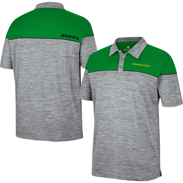 Polo Birdie Colosseum Heathered Grey/Green Oregon Ducks pour homme