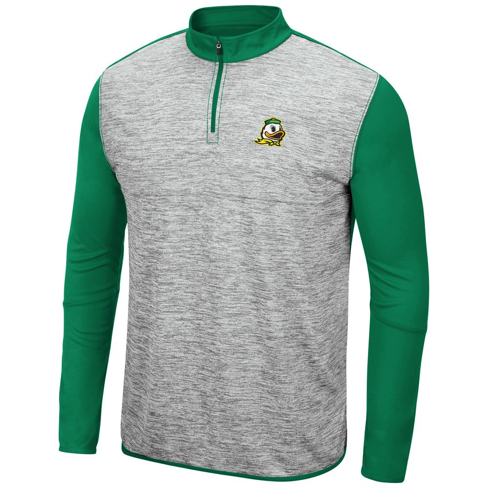 Men's Colosseum Heathered Gray/Green Oregon Ducks Prospect Quarter-Zip Jacket