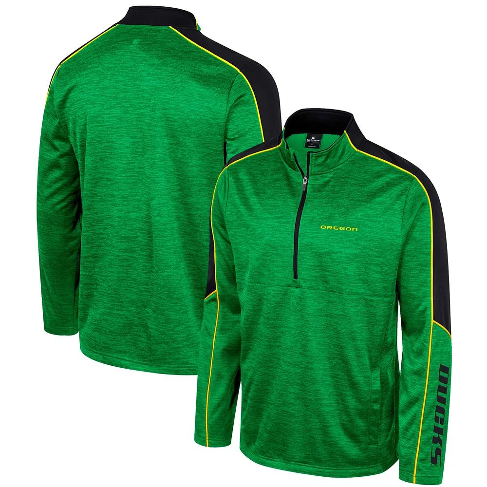 Men's Colosseum Kelly Green Oregon Ducks Marled Half-Zip Jacket