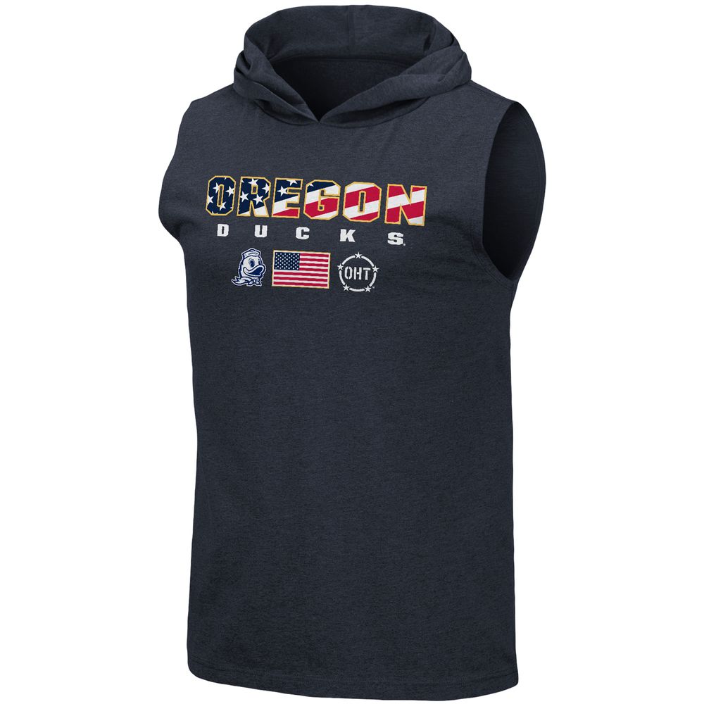 Men's Colosseum Navy Oregon Ducks OHT Military Appreciation Americana Hoodie Sleeveless T-Shirt