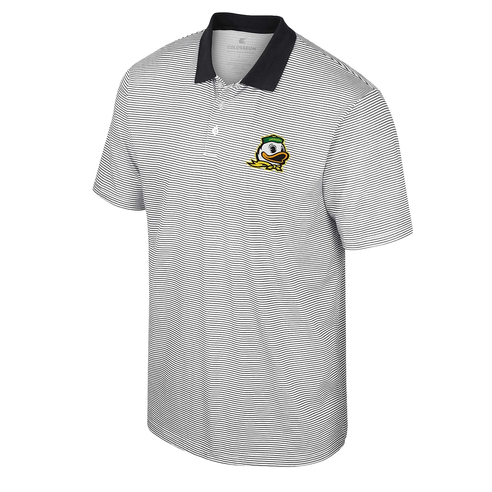 Polo Colosseum Homme Blanc/Noir Oregon Ducks Imprimé Stripe