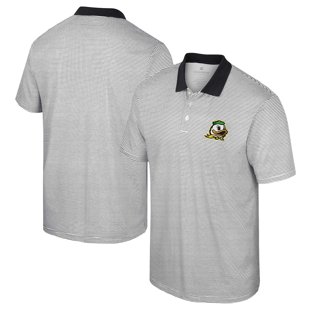 Polo Colosseum Homme Blanc/Noir Oregon Ducks Imprimé Stripe