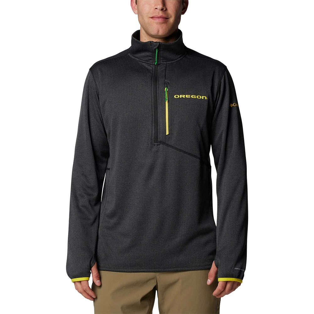 Veste noire à demi-zip en polaire Omni-Wick Park View Grid de Columbia pour hommes, Oregon Ducks