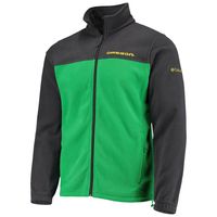 Men's Columbia Charcoal/Green Oregon Ducks Team Flanker III Fleece Full-Zip Jacket