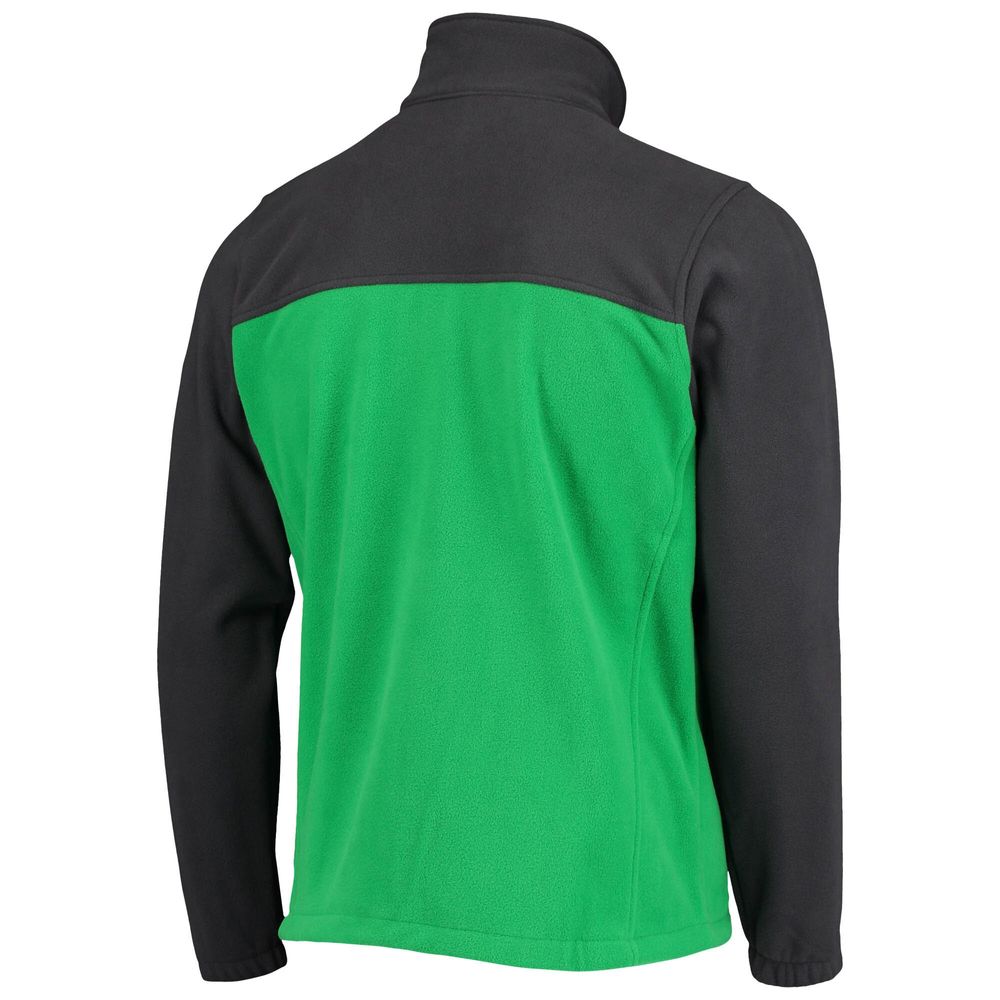 Men's Columbia Charcoal/Green Oregon Ducks Team Flanker III Fleece Full-Zip Jacket