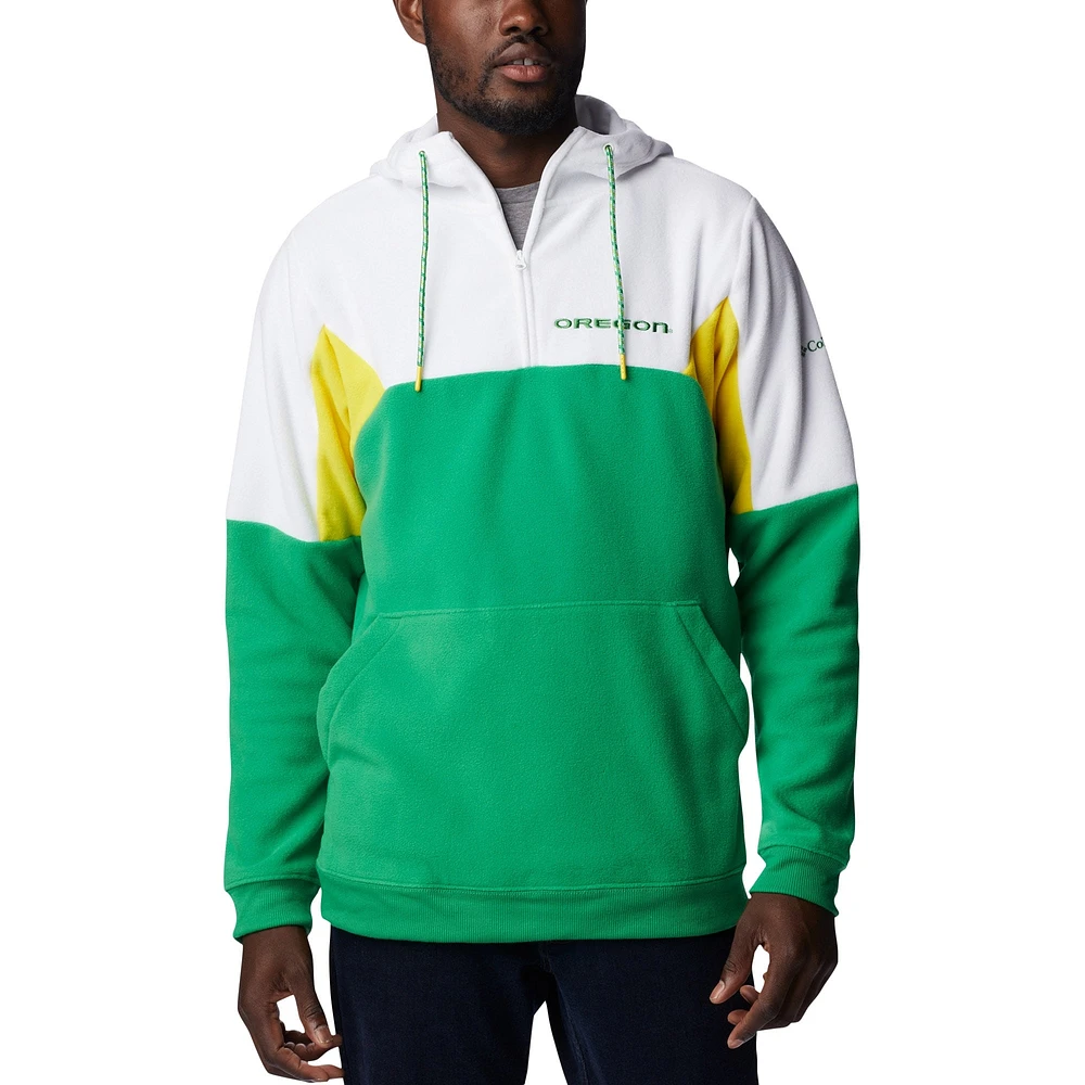 Sweat à capuche vert Columbia pour hommes, Oregon Ducks Lodge, quart de zip