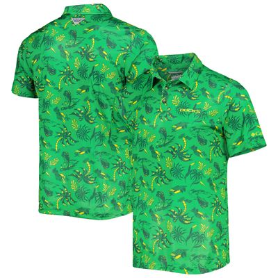 Men's Columbia Green Oregon Ducks Super Terminal Tackle Omni-Shade Polo